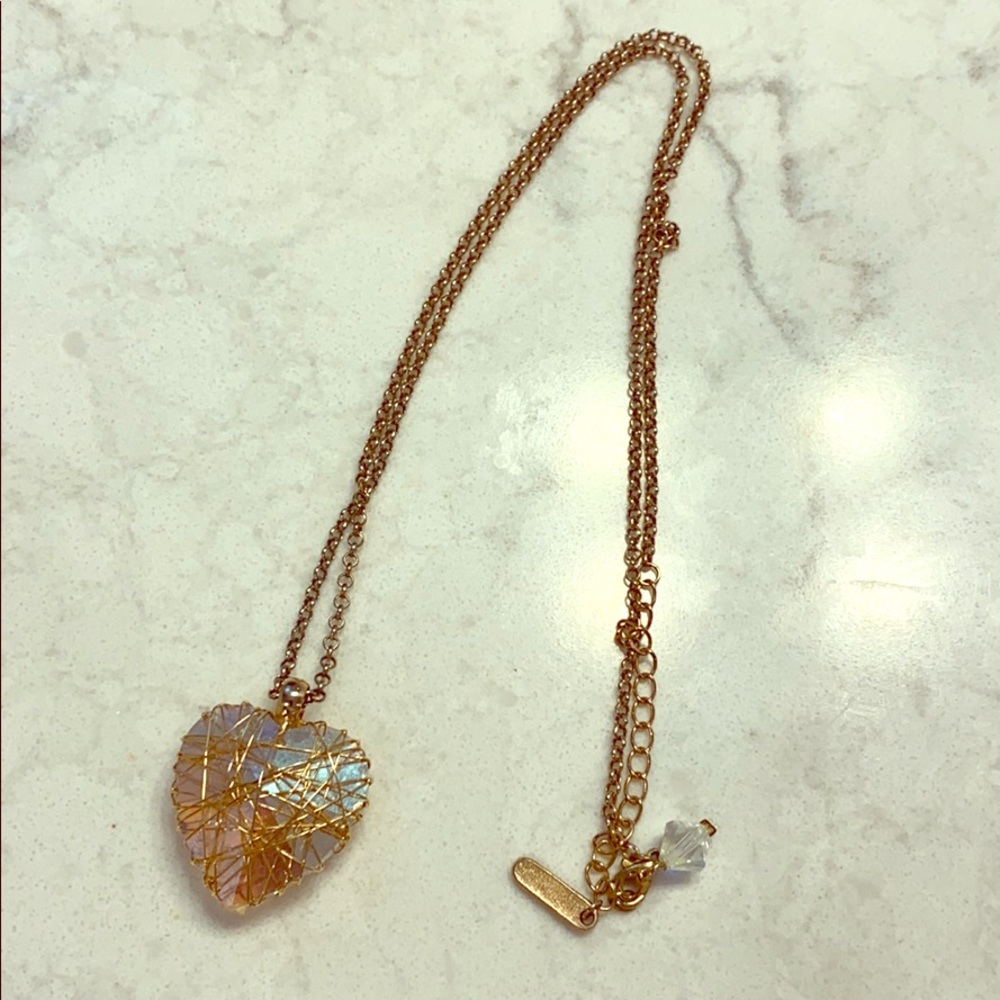 Van Galz pink crystal heart necklace